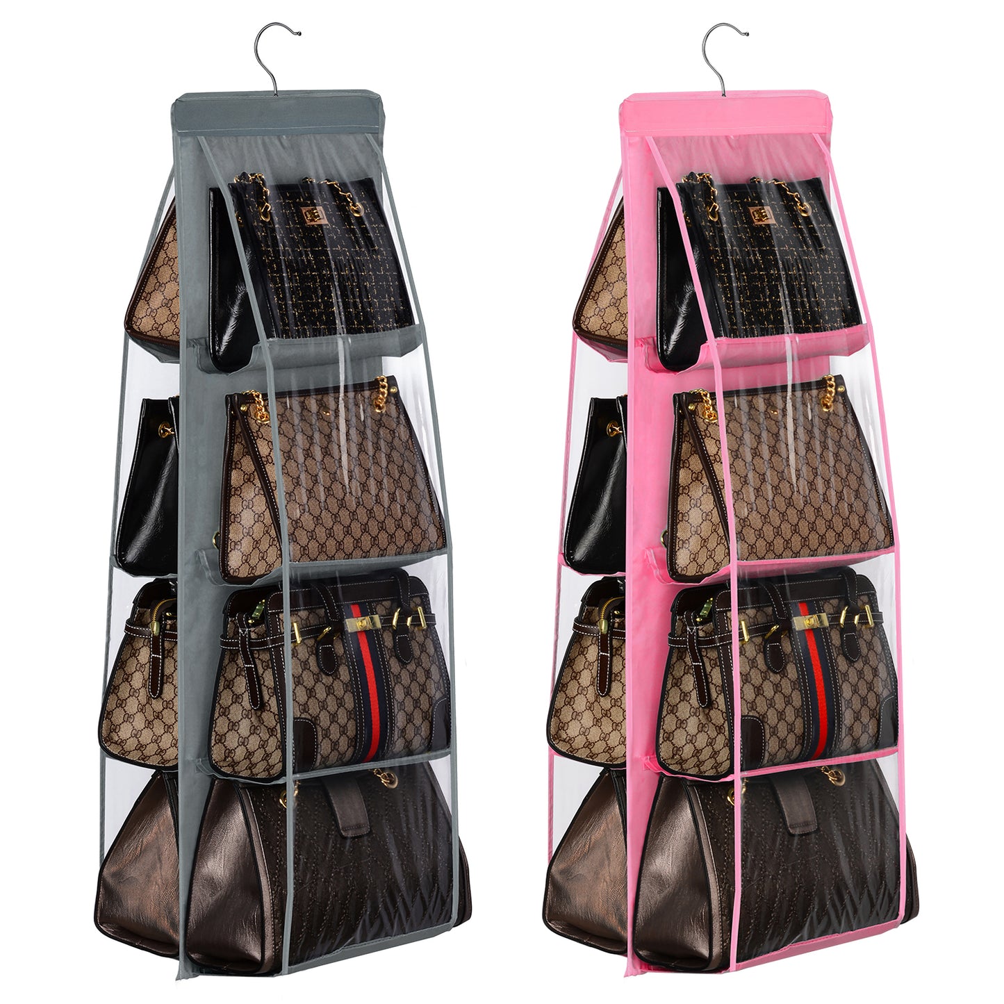 2-Pack Handbag Hanging Organizer with 8 Pockets