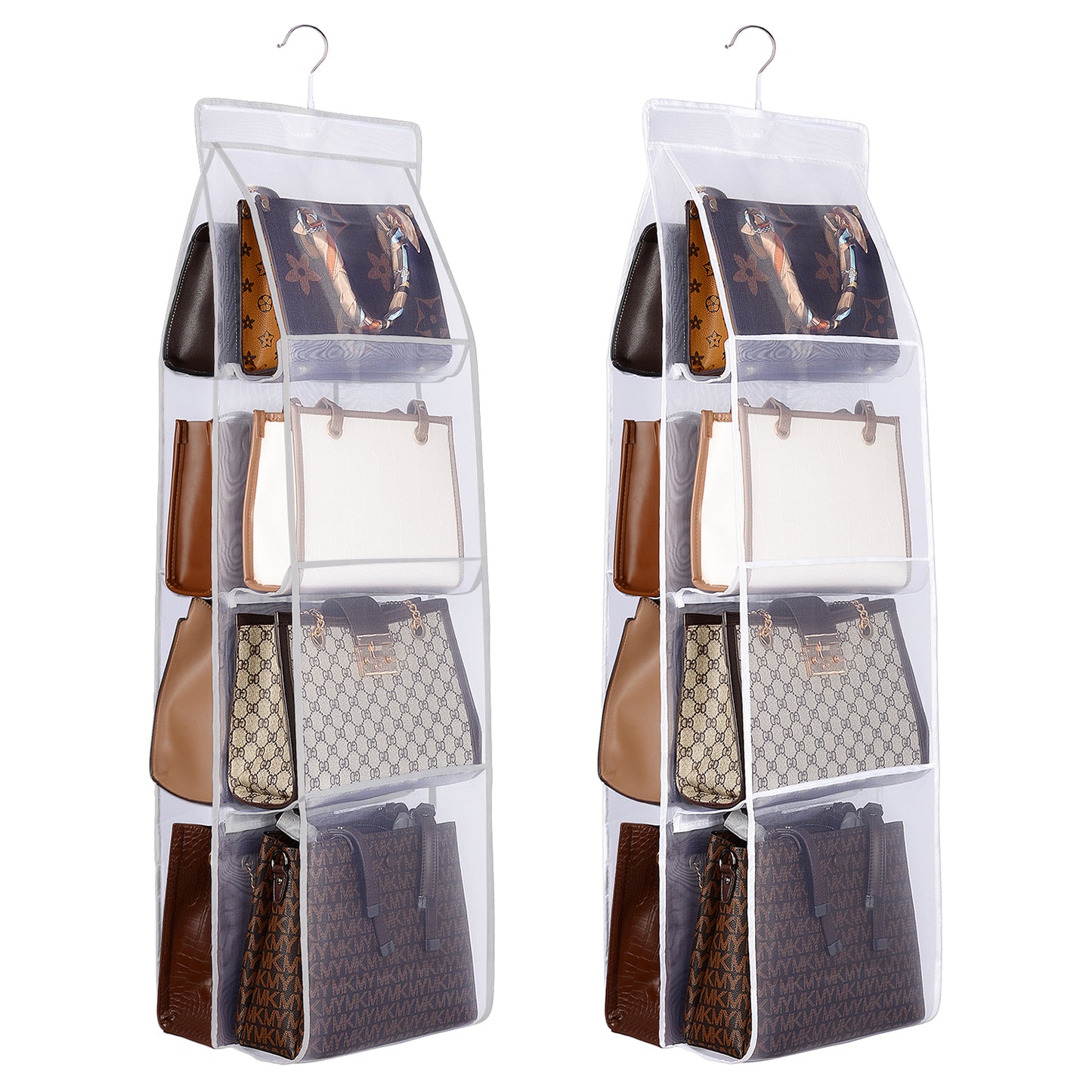 2-Pack Handbag Hanging Organizer with 8 Pockets