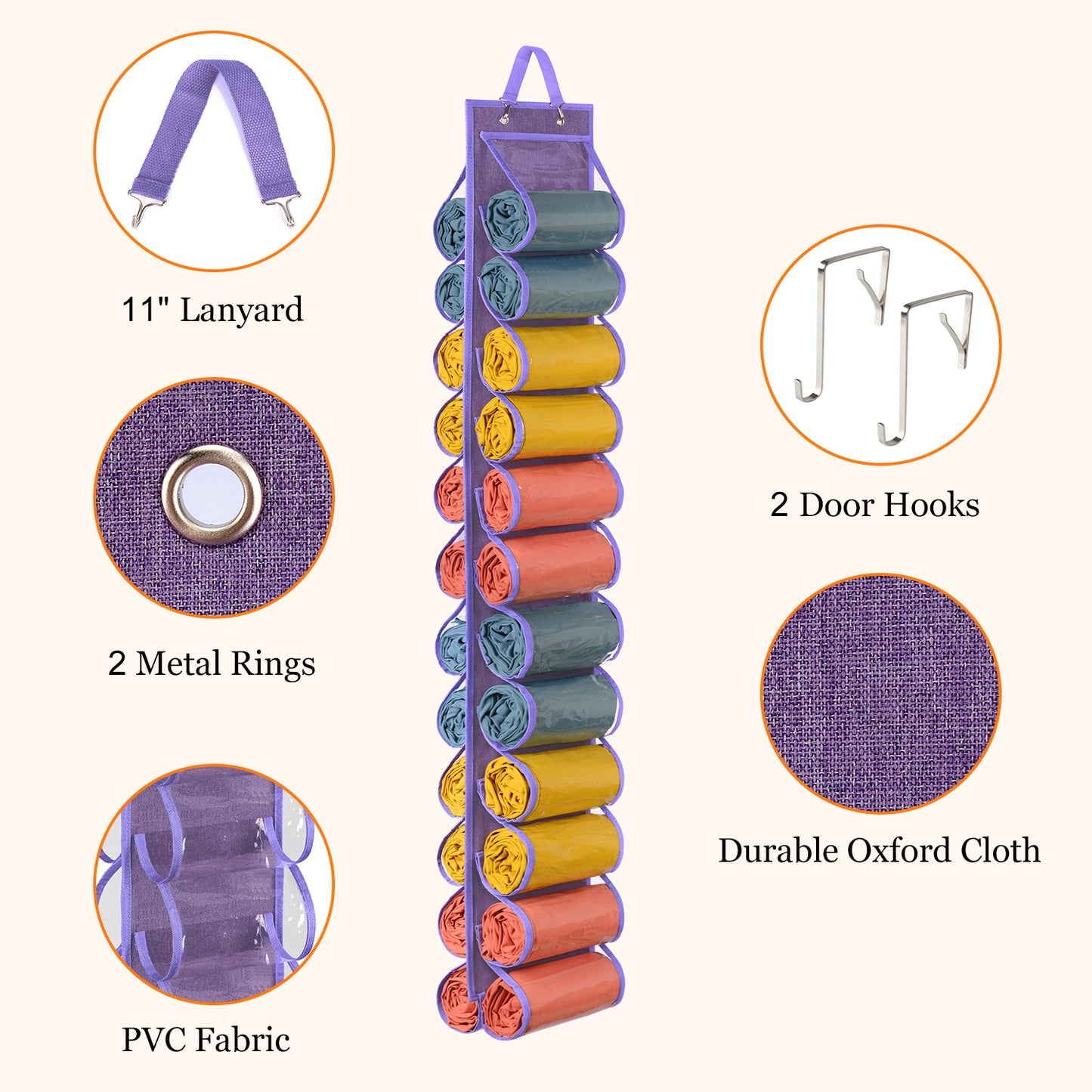 Hanging Yoga Legging Storage Organizer with 24 Pockets