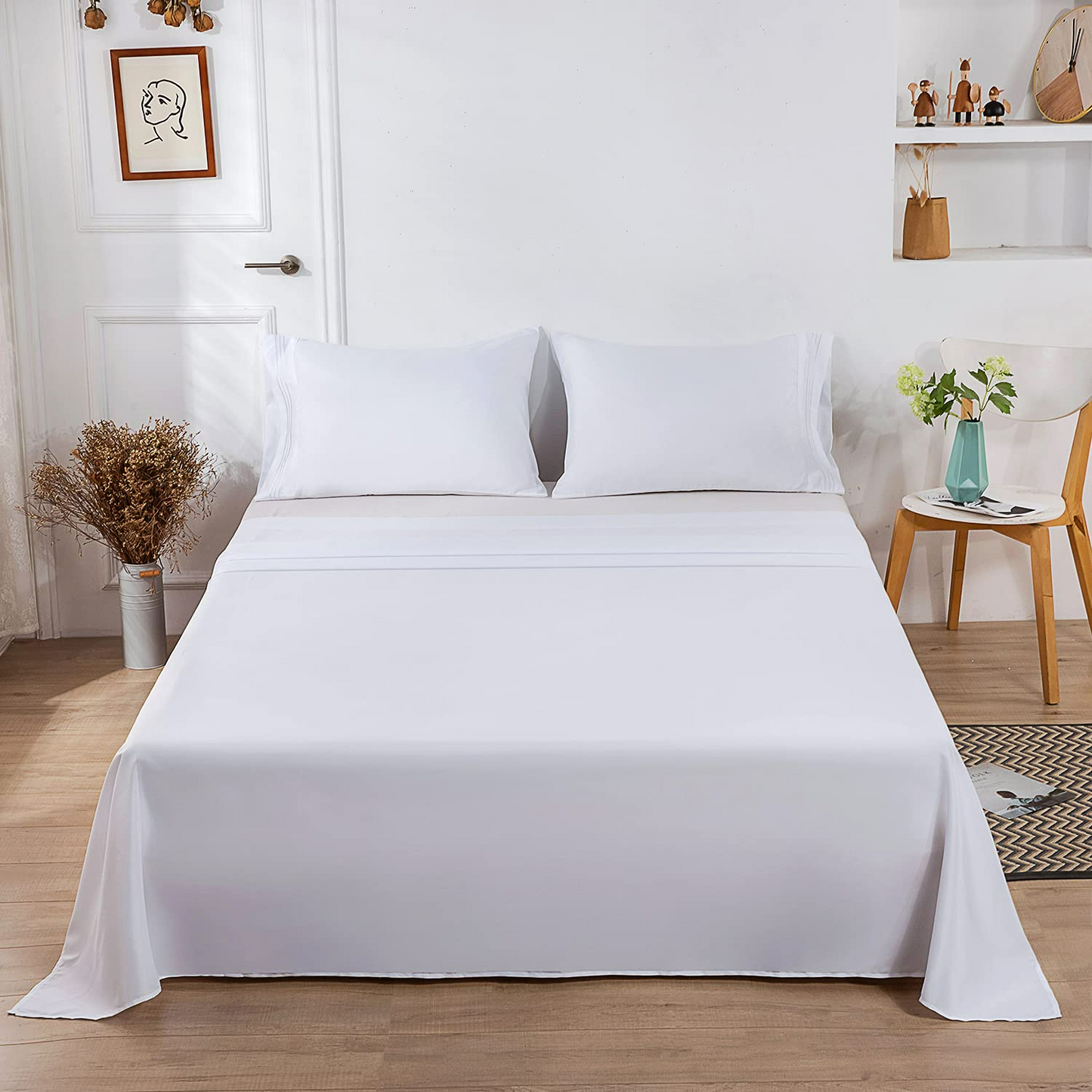 Flat Sheet Pillow Cases Set
