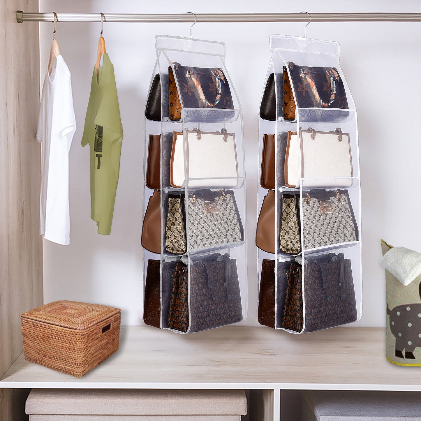 2-Pack Handbag Hanging Organizer with 8 Pockets