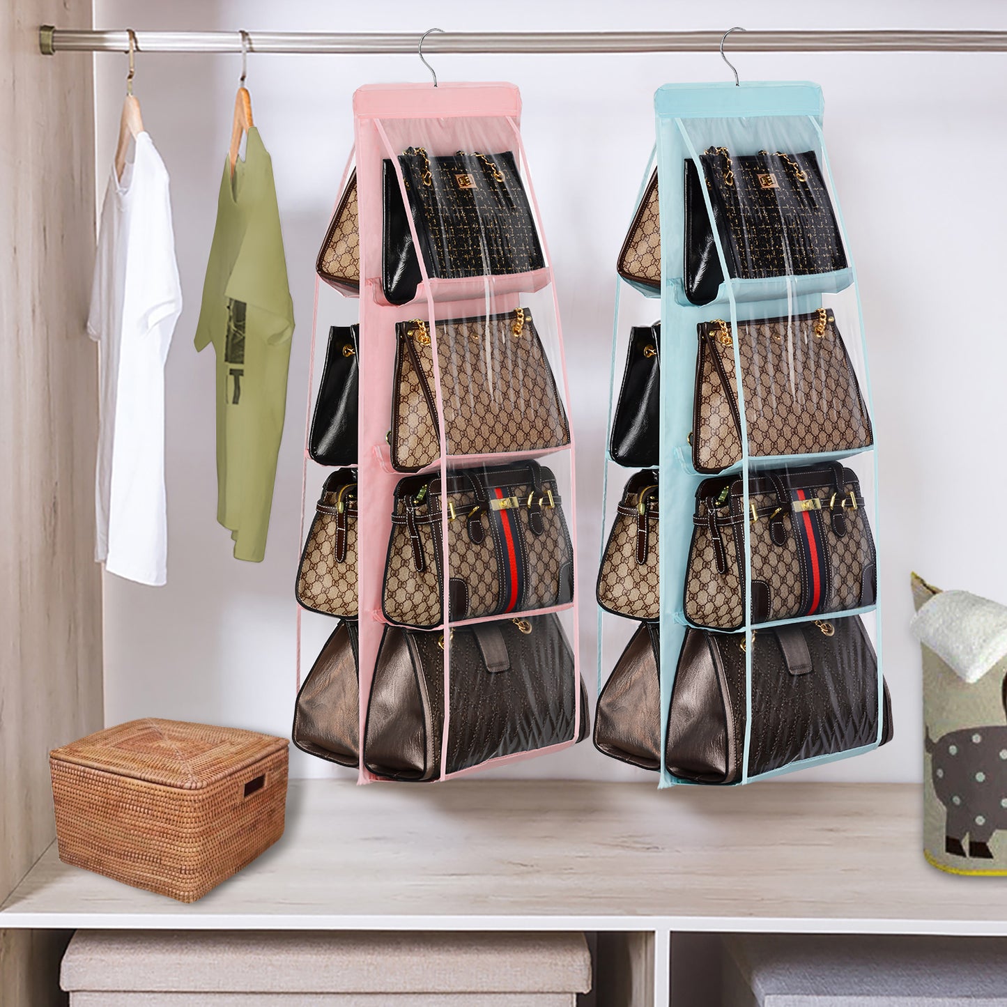 2-Pack Handbag Hanging Organizer with 8 Pockets