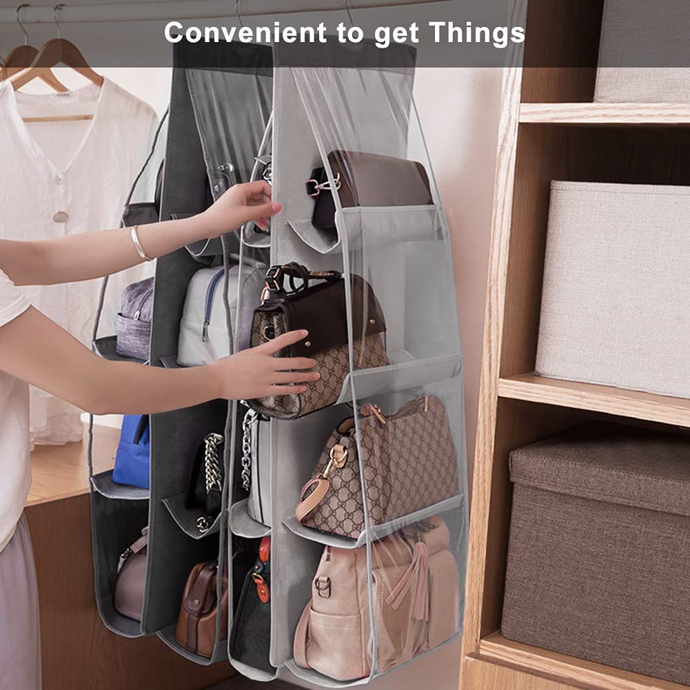 2-Pack Handbag Hanging Organizer with 8 Pockets