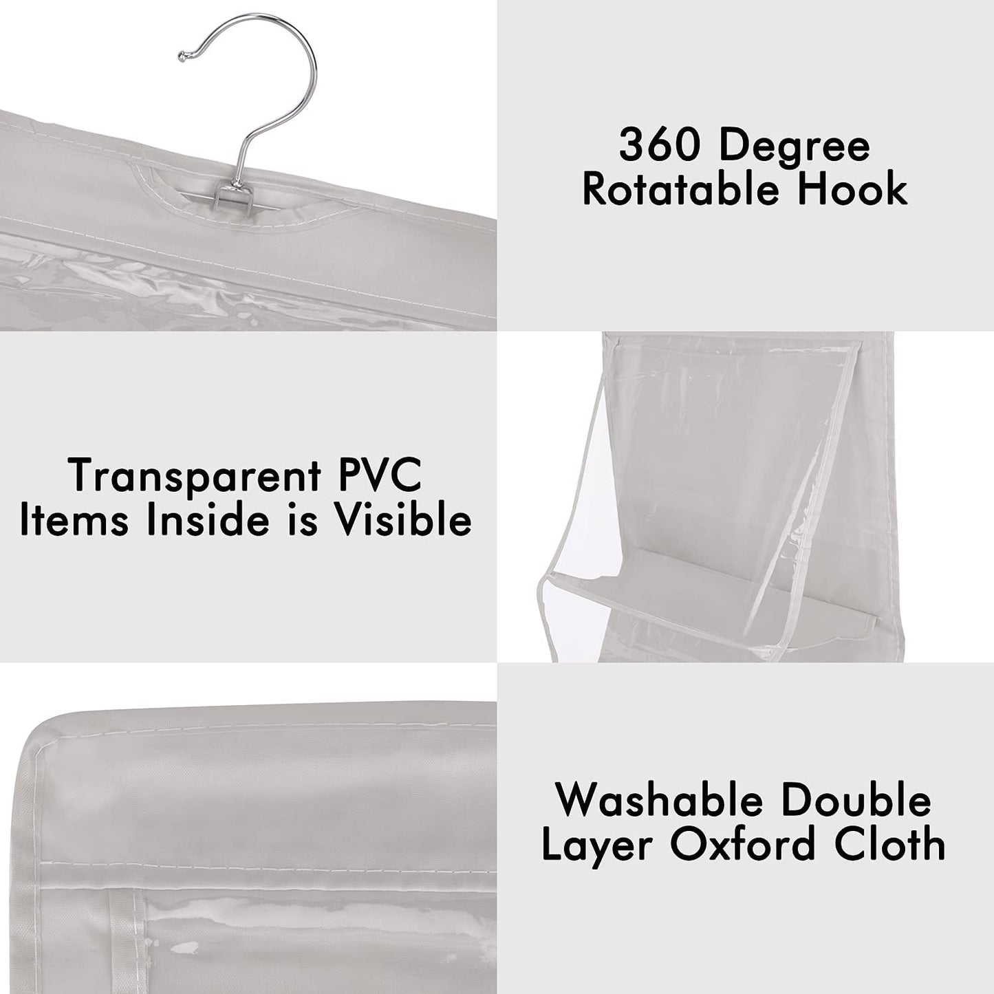 2-Pack Handbag Hanging Organizer with 8 Pockets