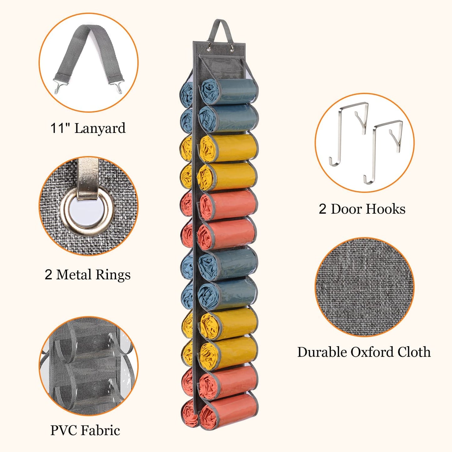 Hanging Yoga Legging Storage Organizer with 24 Pockets