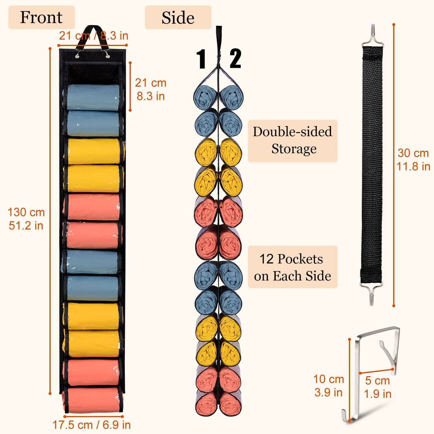 Hanging Yoga Legging Storage Organizer with 24 Pockets
