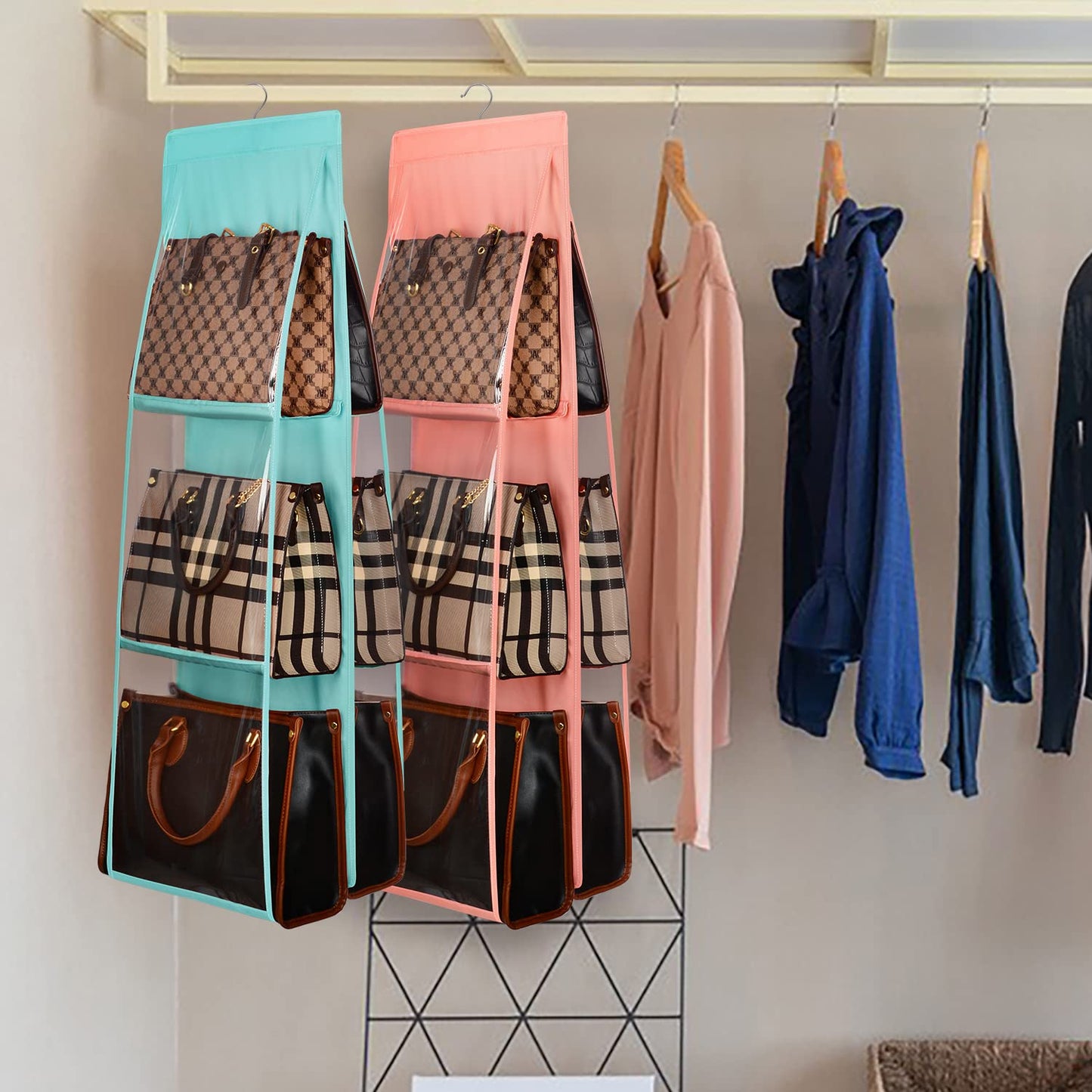 6 Pockets Foldable Handbag Hanging Organizer