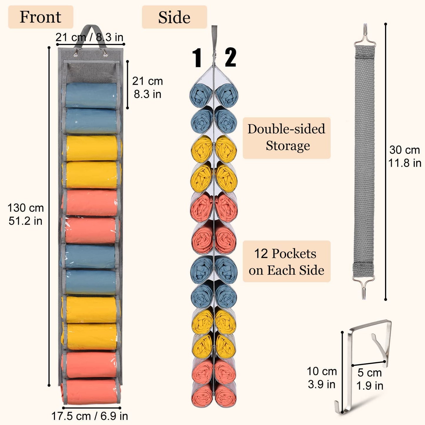 Hanging Yoga Legging Storage Organizer with 24 Pockets