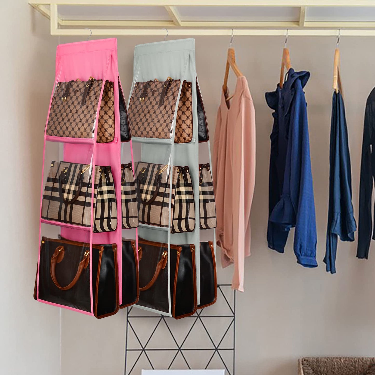 6 Pockets Foldable Handbag Hanging Organizer
