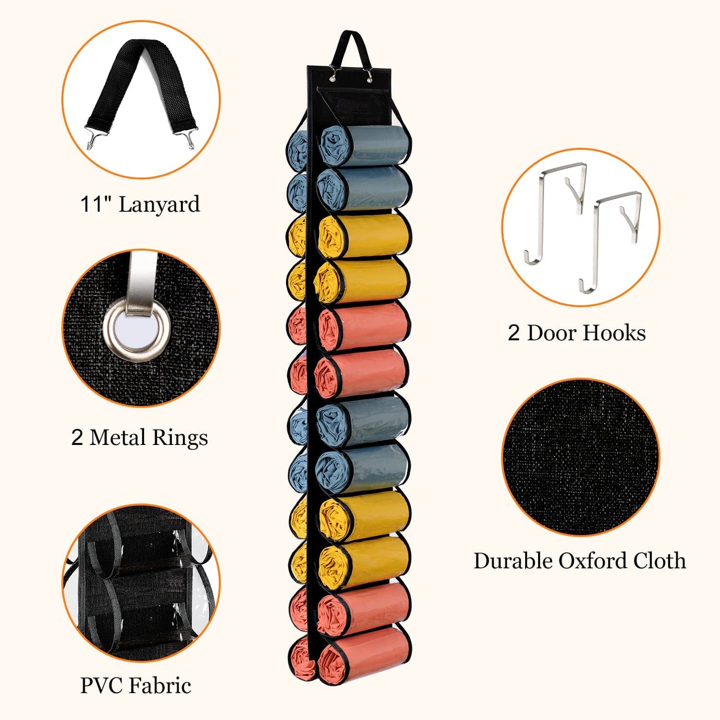 Hanging Yoga Legging Storage Organizer with 24 Pockets