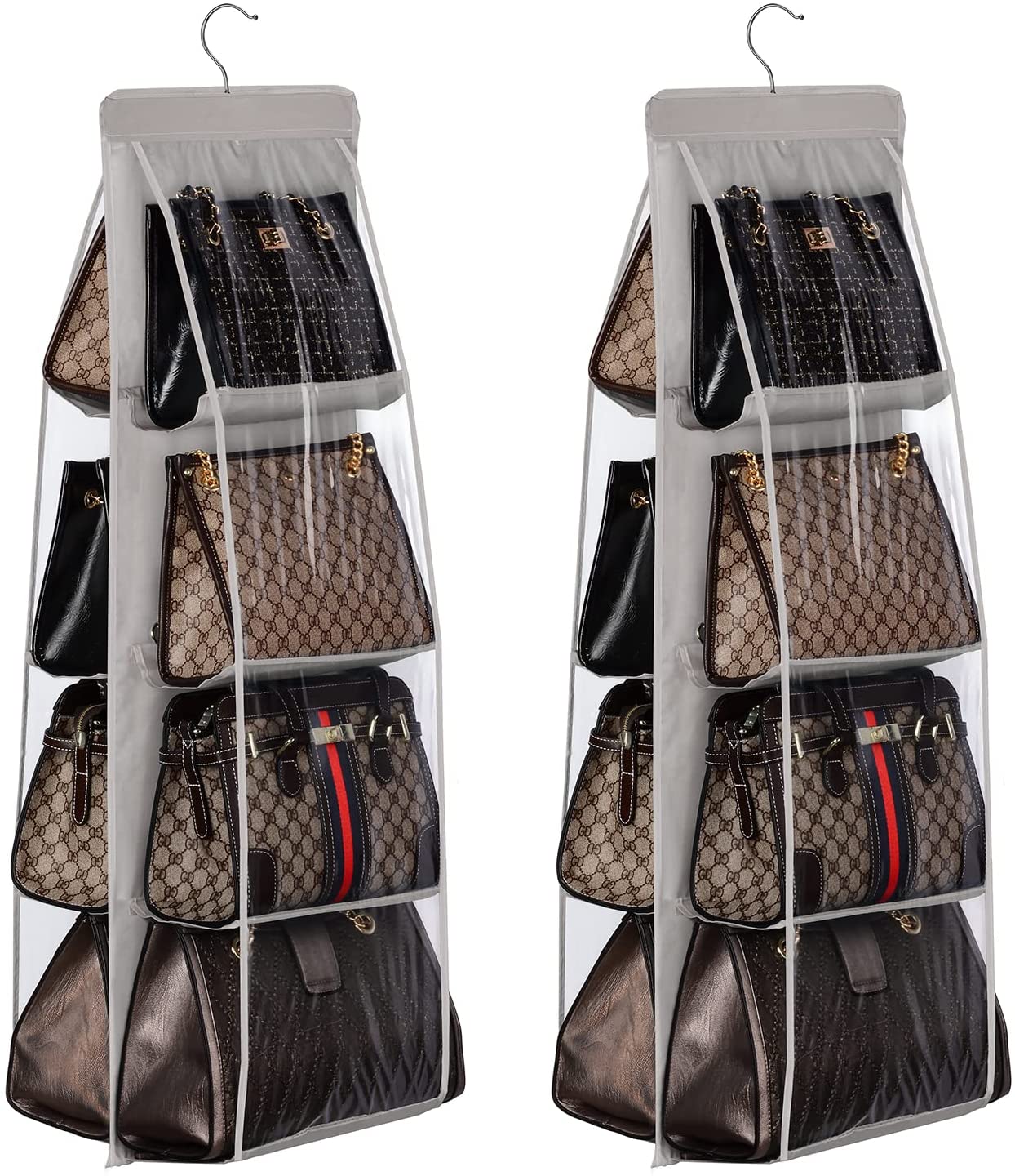 2-Pack Handbag Hanging Organizer with 8 Pockets