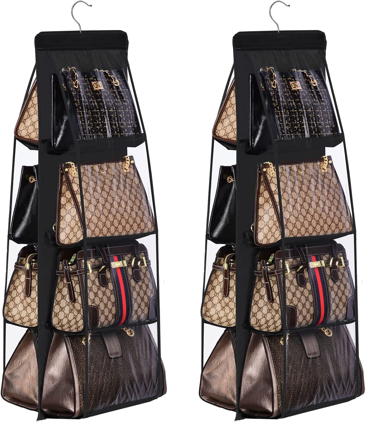 2-Pack Handbag Hanging Organizer with 8 Pockets