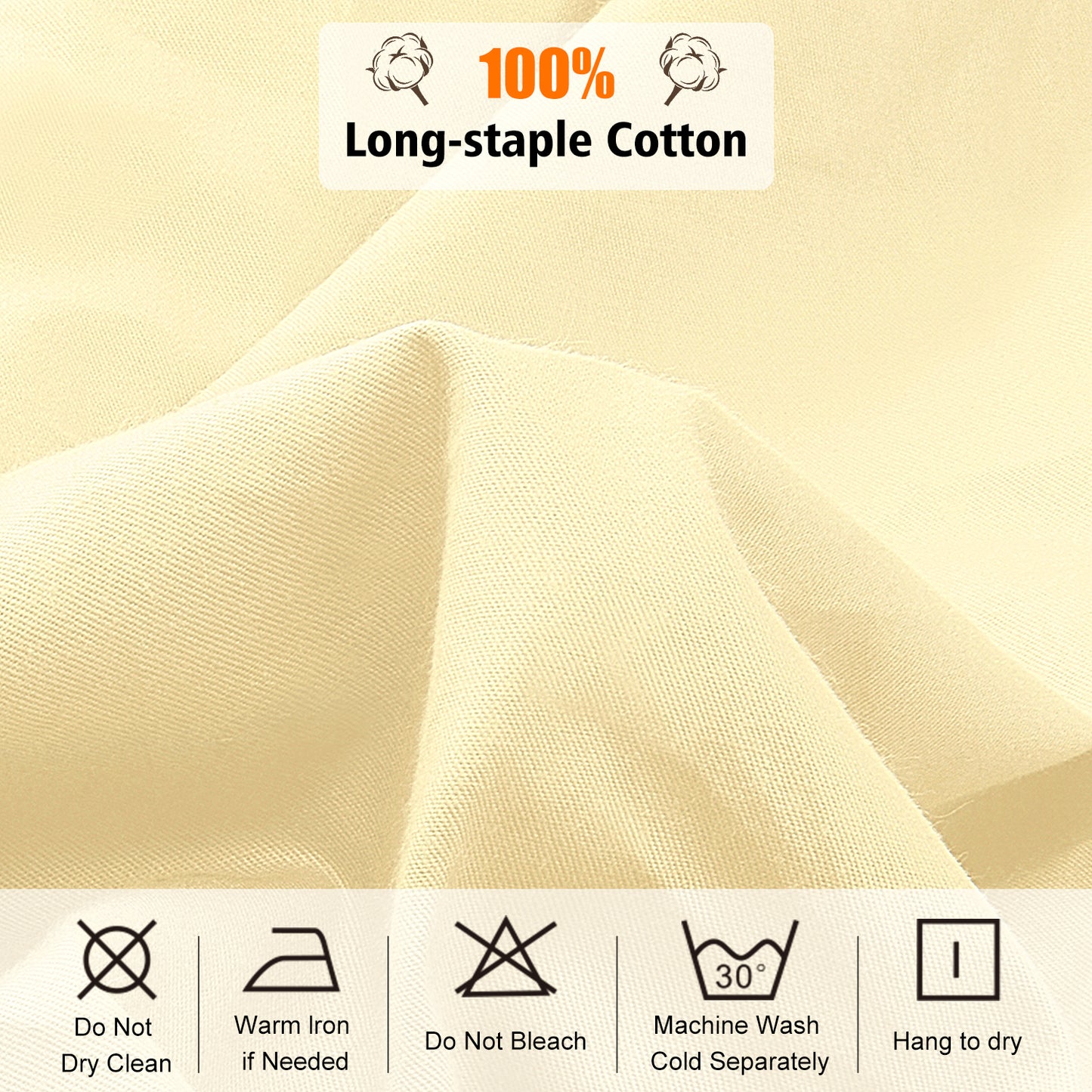 100% Cotton Fitted Sheet – 300 Thread Count Cooling & Breathable Deep Pocket Bed Sheet with Secure Elastic Fit for Hotel & Home, Twin/Twin XL/Full/Queen/King