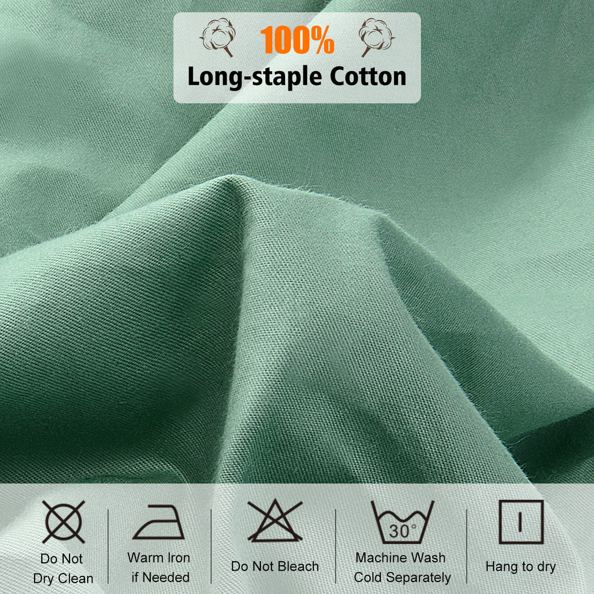 100% Cotton Fitted Sheet – 300 Thread Count Cooling & Breathable Deep Pocket Bed Sheet with Secure Elastic Fit for Hotel & Home, Twin/Twin XL/Full/Queen/King