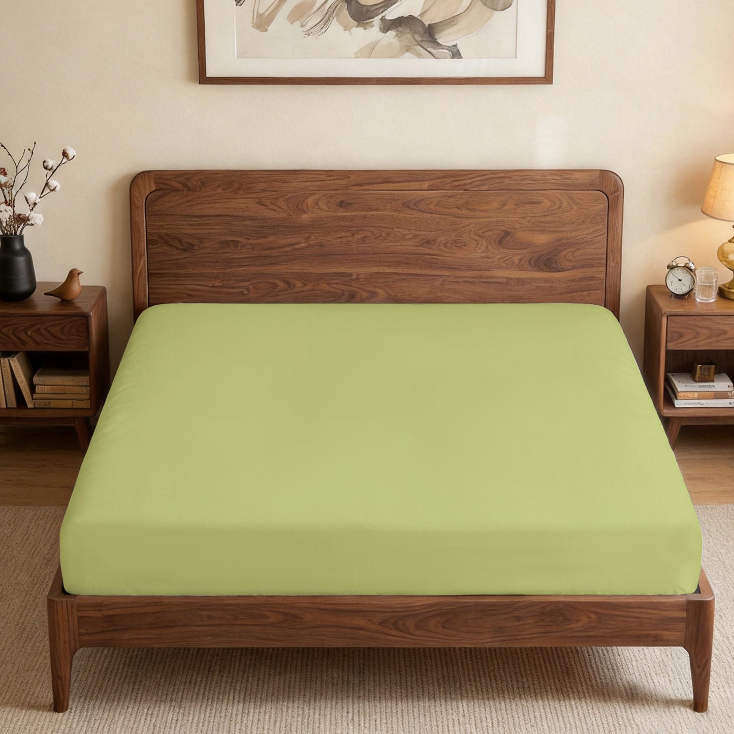 100% Cotton Fitted Sheet – 300 Thread Count Cooling & Breathable Deep Pocket Bed Sheet with Secure Elastic Fit for Hotel & Home, Twin/Twin XL/Full/Queen/King