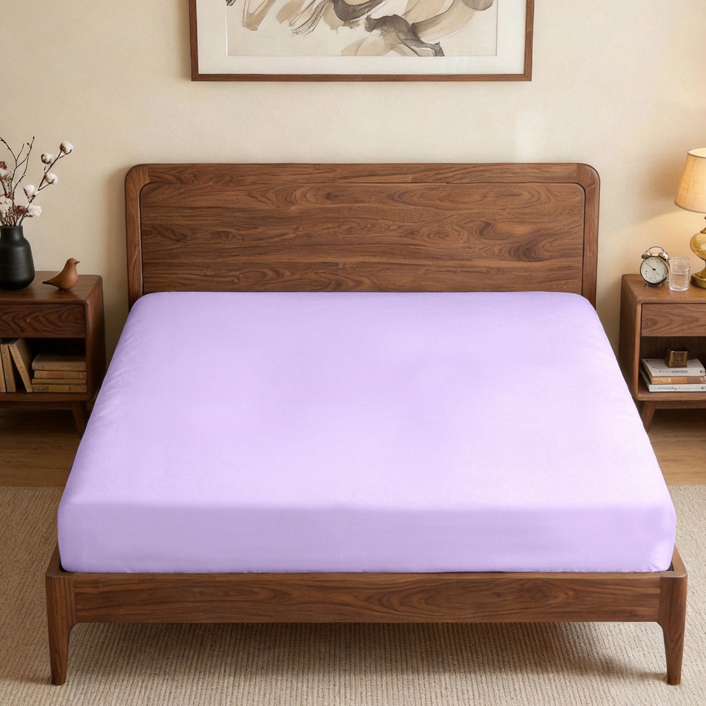 100% Cotton Fitted Sheet – 300 Thread Count Cooling & Breathable Deep Pocket Bed Sheet with Secure Elastic Fit for Hotel & Home, Twin/Twin XL/Full/Queen/King