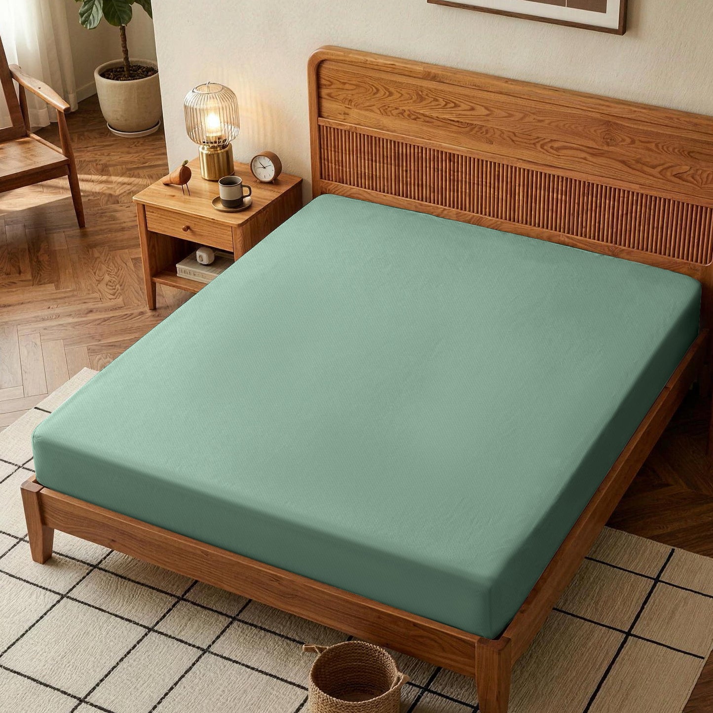100% Cotton Fitted Sheet – 300 Thread Count Cooling & Breathable Deep Pocket Bed Sheet with Secure Elastic Fit for Hotel & Home, Twin/Twin XL/Full/Queen/King
