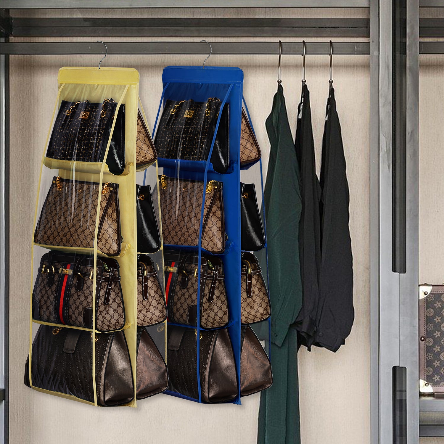 Lirex Handbag Hanging Organizer, 8 Pocket Hanging Purse Organizer Handbag  Storage Hanger Oxford Clot…See more Lirex Handbag Hanging Organizer, 8